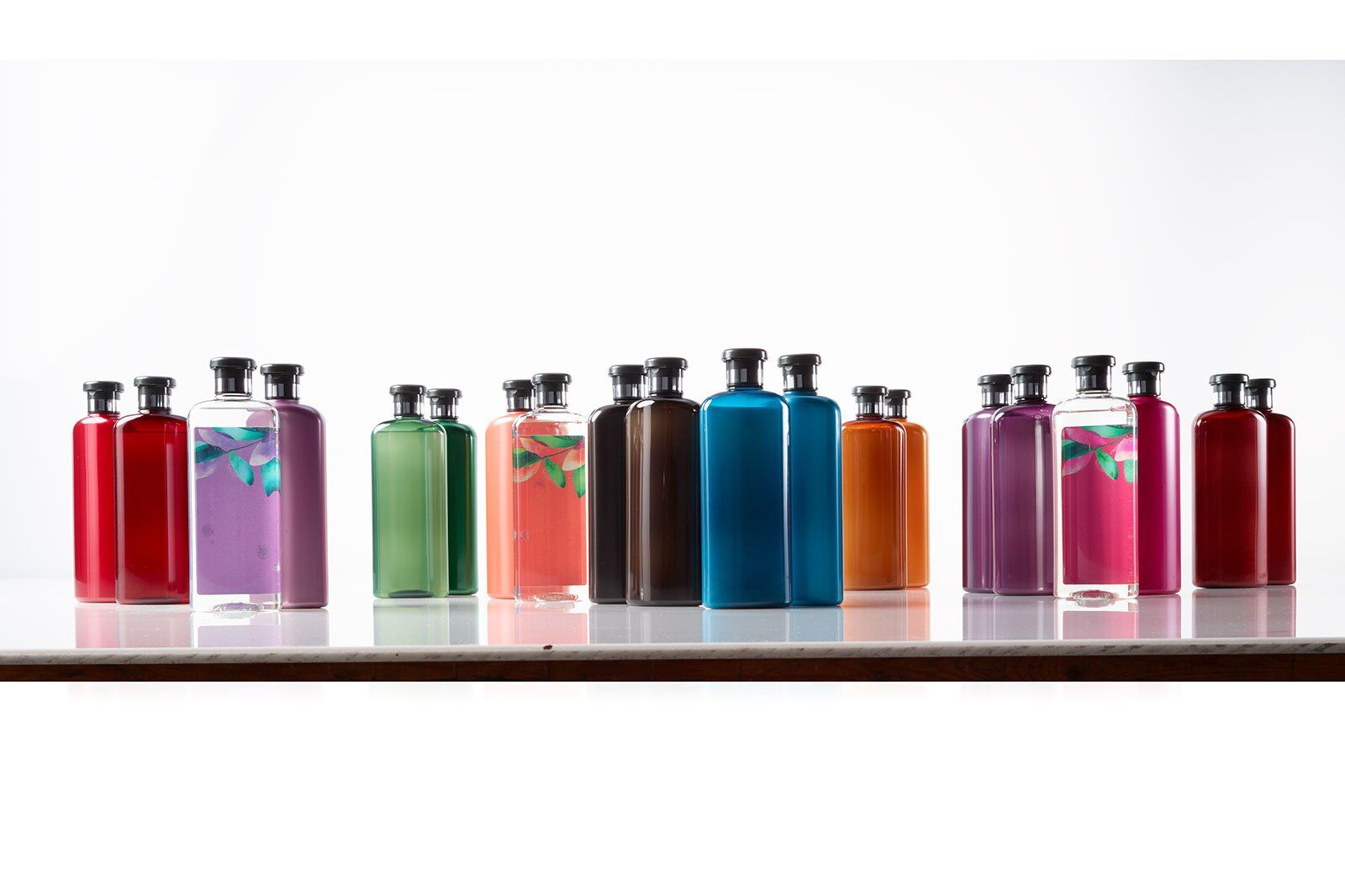 Shampoo bottles before retouching
