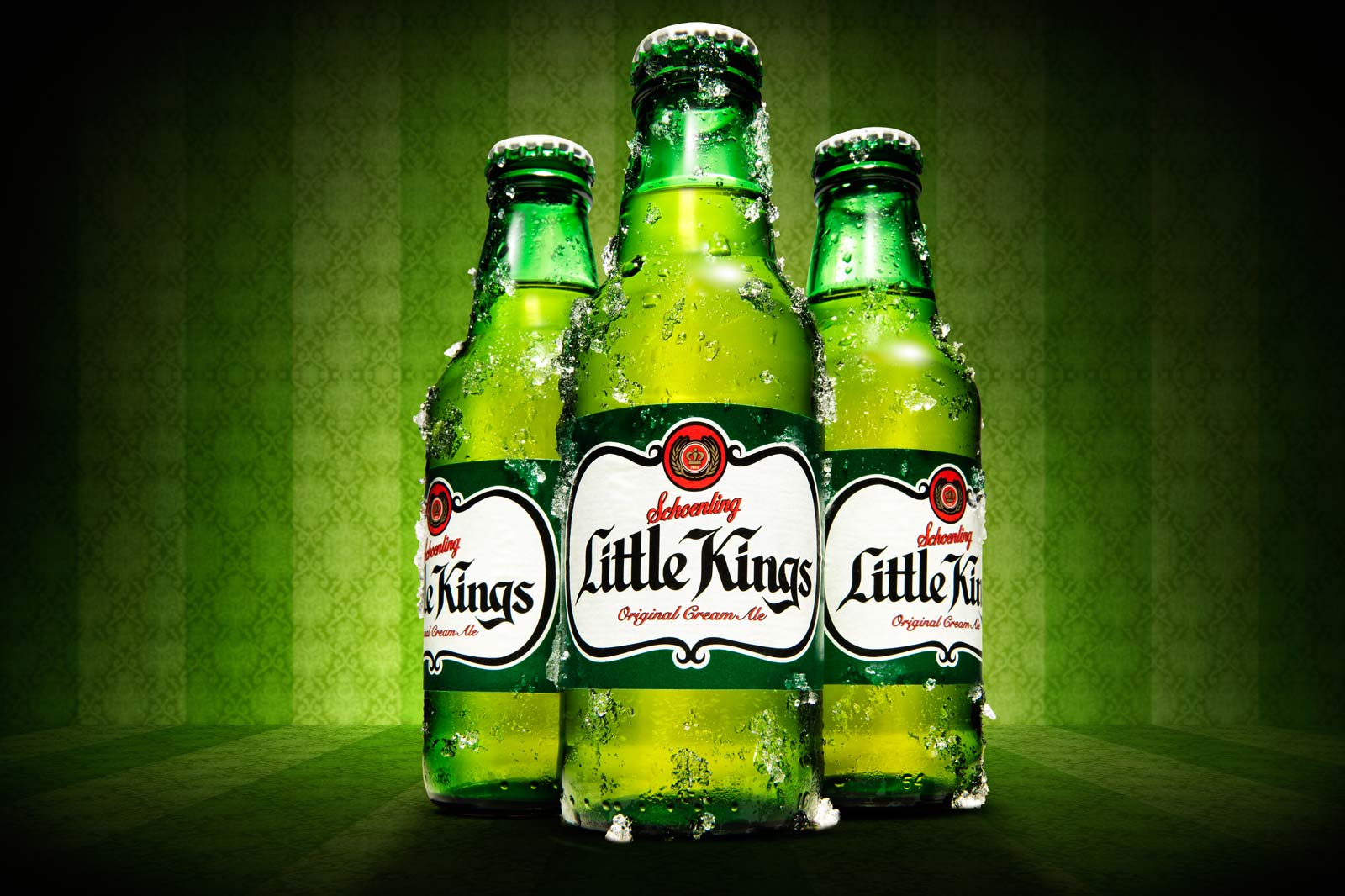 A set of little king bottles after photo retouching