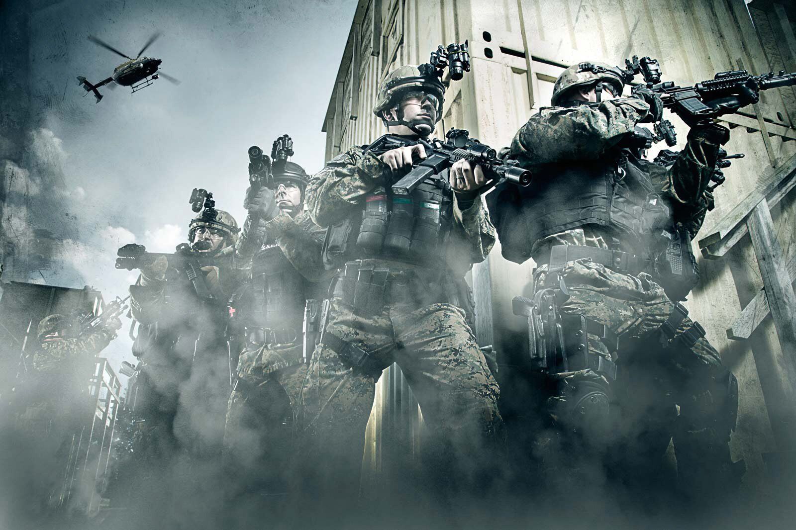 A group of tactical forces after photo retouching