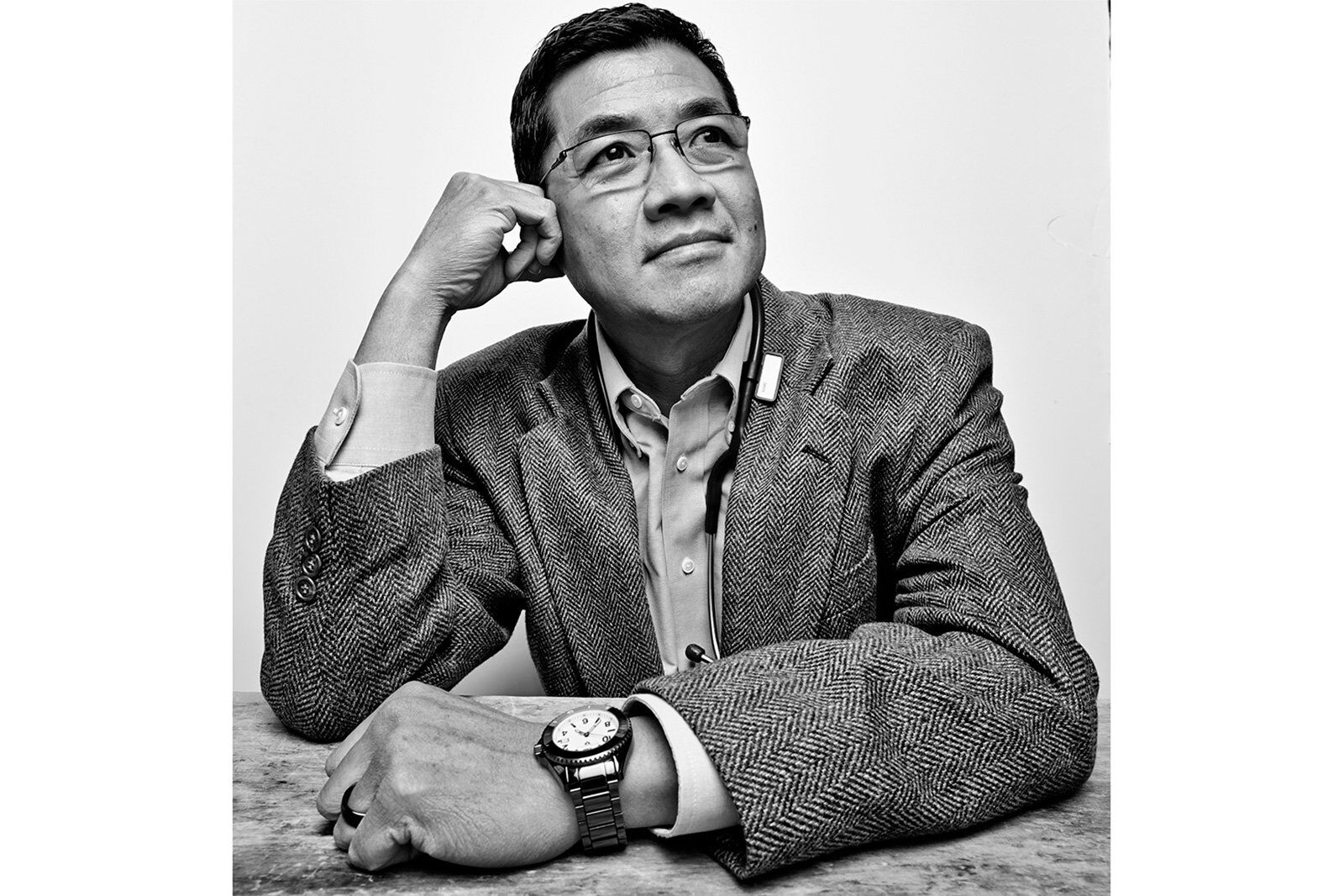 Portrait of a man before photo retouching