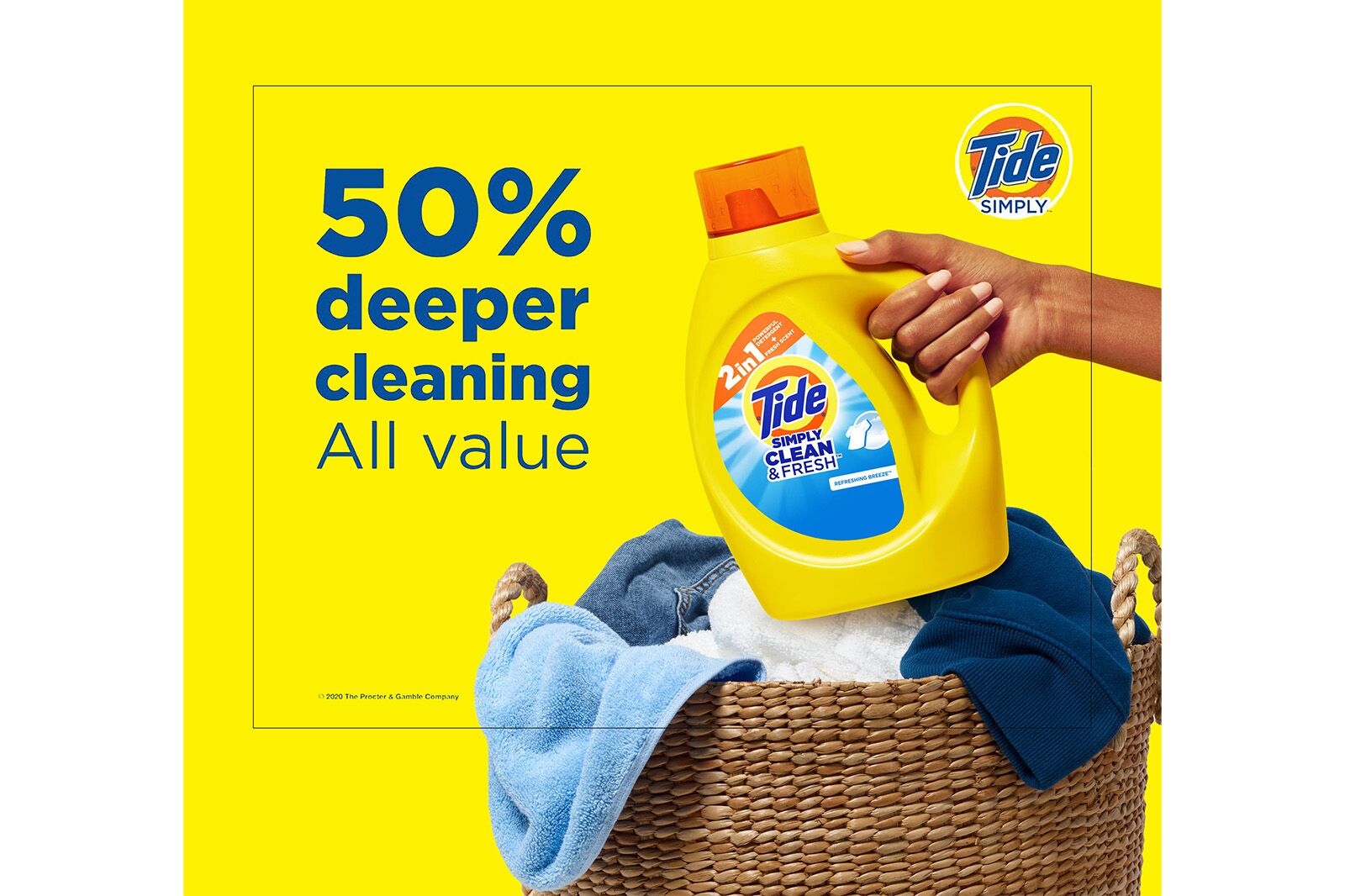 Bottles and hand of Tide product after retouching